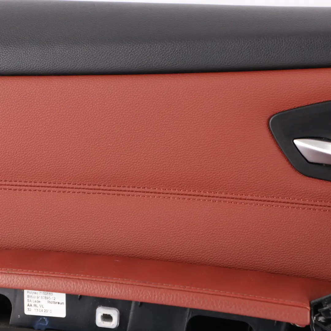 BMW E90 E91 LCI Door Card Front Left N/S Trim Panel Leather Dakota Red Brown - SKU rhd-9167837-1 - Part number 9167837