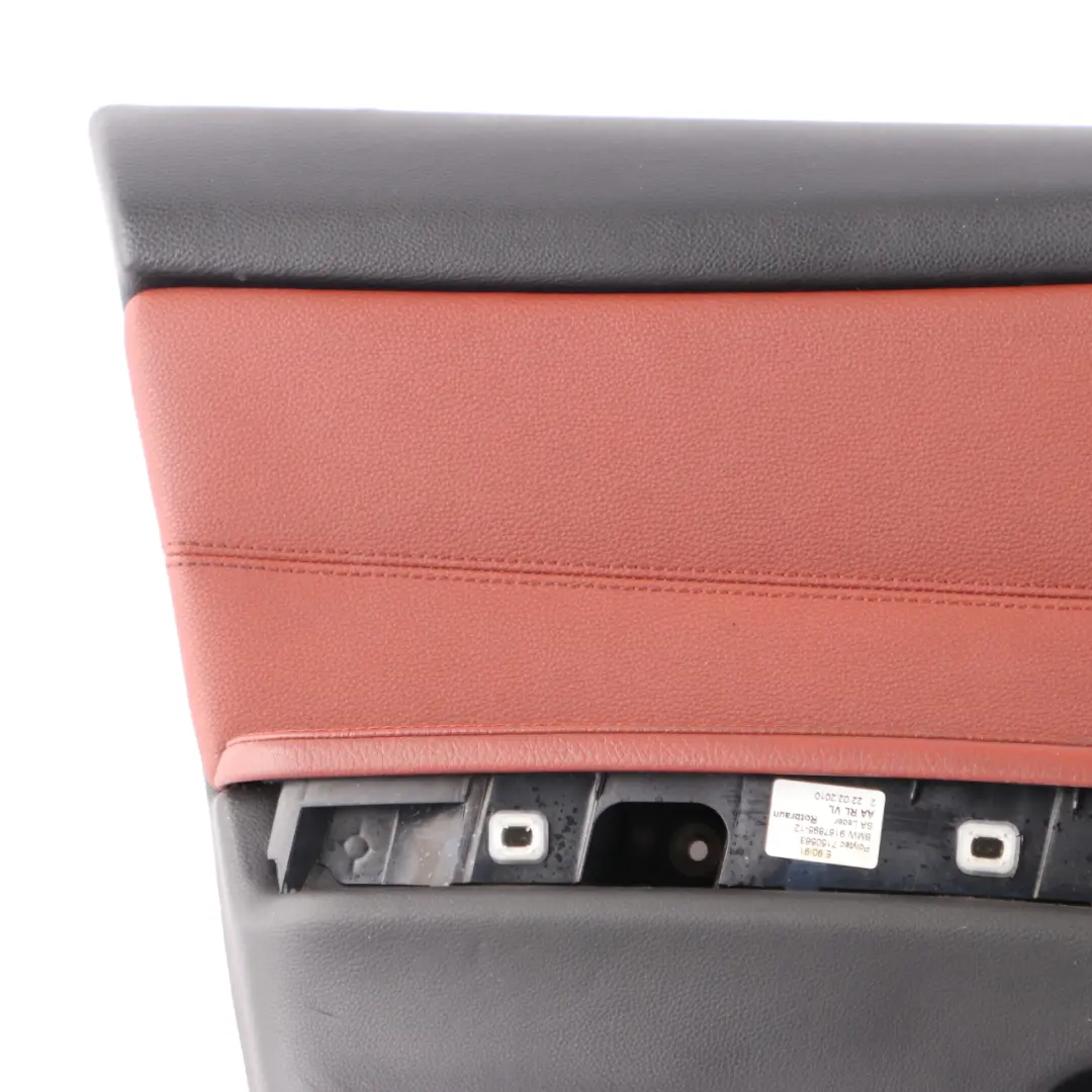 BMW E90 E91 LCI Door Card Front Left N/S Trim Panel Leather Dakota Red Brown - SKU rhd-9167837 - Part number 9167837