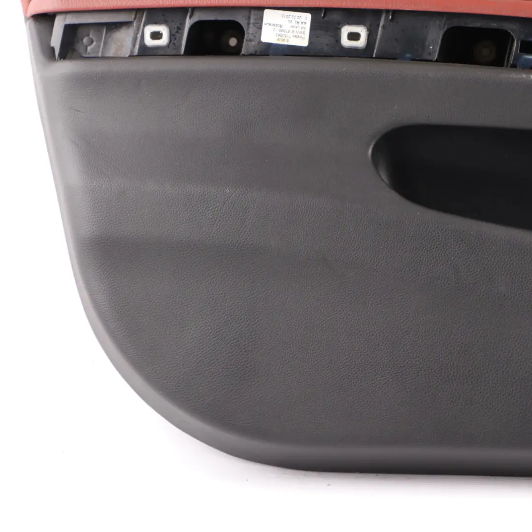 Door Card Front Left N/S Trim Panel Leather Dakota Red Brown to BMW E90 E91 LCI with Part number 9167837 BMW E90 E91 LCI Door Card Front Left N/S Trim Panel Leather Dakota Red Brown - SKU rhd-9167837 - Part number 9167837