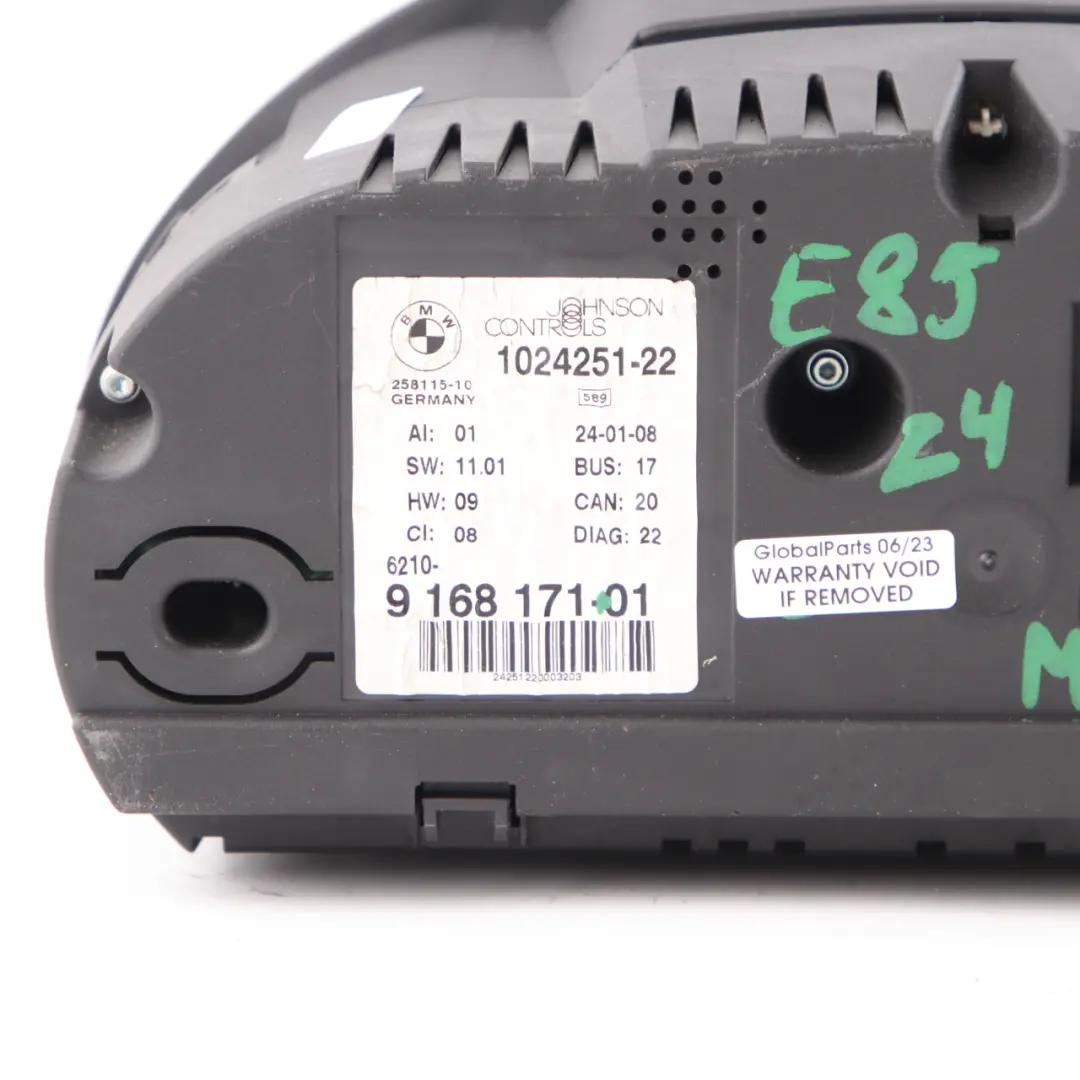 BMW Z4 E85 Roadster Petrol Instrument Cluster Speedo Clocks Meter Manual - SKU rhd-9168171 - Part number 9168171