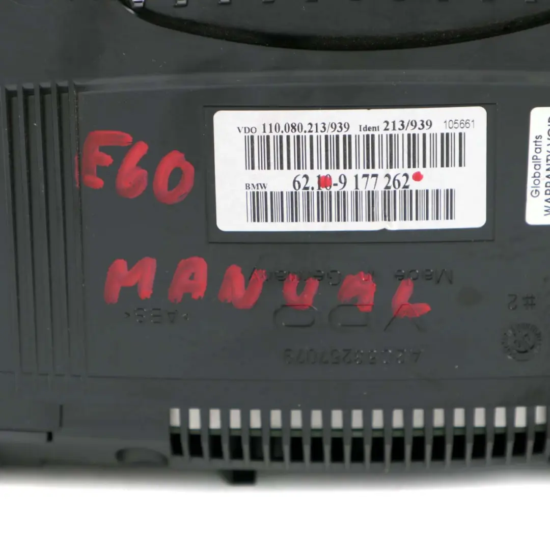 Instrument Cluster Speedo Clocks Manual Diesel 9177262 to BMW 5 Series E60 E61 with Part number 9135254 BMW 5 Series E60 E61 Instrument Cluster Speedo Clocks Manual Diesel 9177262 - SKU rhd-9177262 - Part number 9135254