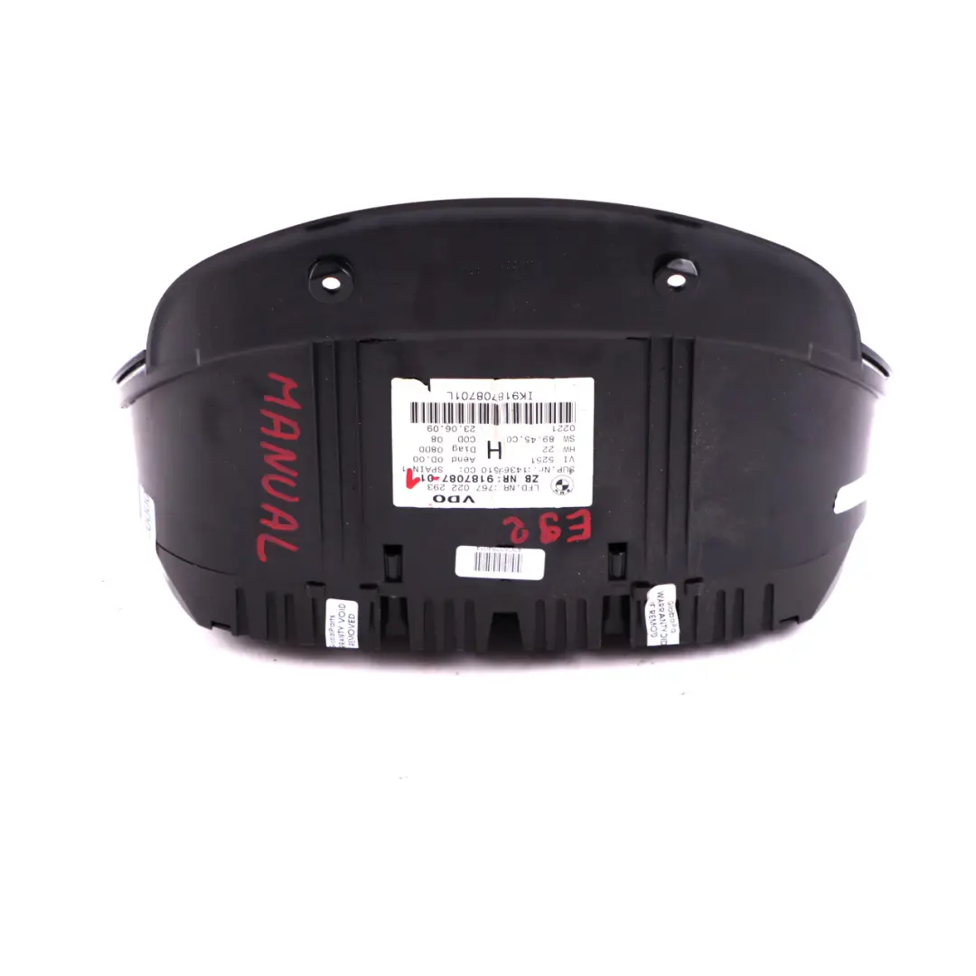 BMW E90 E91 E92 Diesel Instrument Speedometer Clocks Manual - SKU rhd-9187087-1 - Part number 9187087