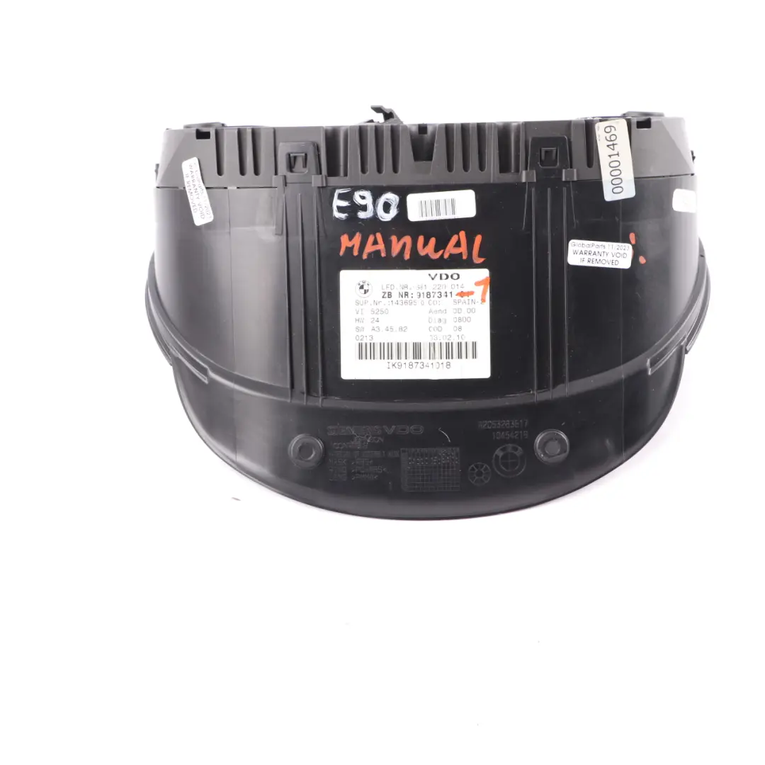 Instrument Cluster Speedo Clocks Petrol Manual to BMW 3 Series E90 E91 E92 with Part number 9187341 BMW 3 Series E90 E91 E92 Instrument Cluster Speedo Clocks Petrol Manual - SKU rhd-9187341-1 - Part number 9187341