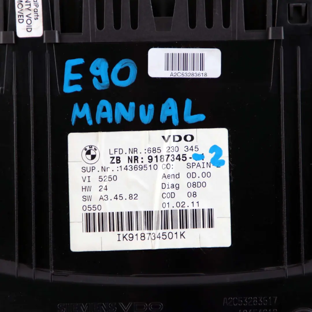 Instrument Cluster Speedo Clocks Manual to BMW 3 X1 E84 E90 E91 E92 Diesel with Part number 9187345 BMW 3 X1 E84 E90 E91 E92 Diesel Instrument Cluster Speedo Clocks Manual - SKU rhd-9187345-2 - Part number 9187345