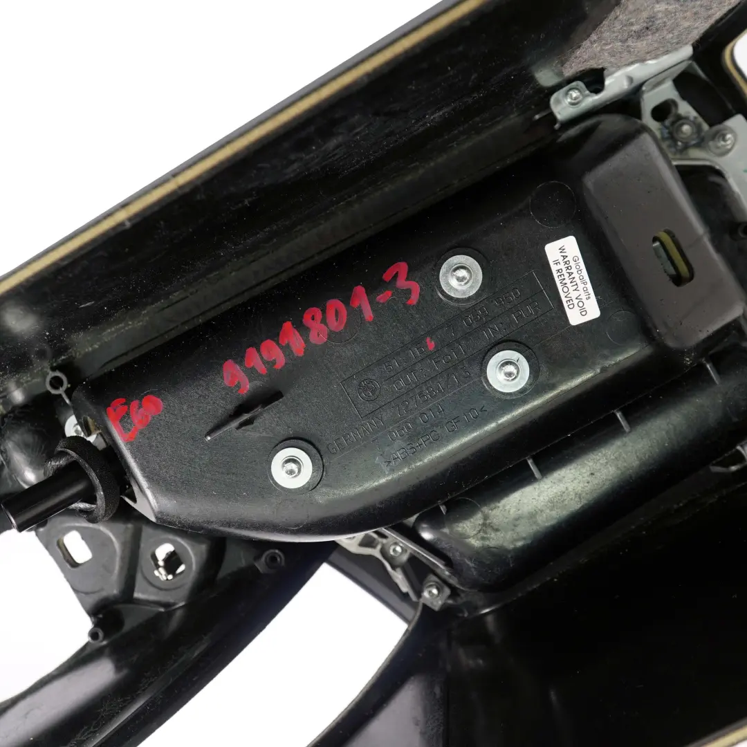 Centre Console Leather Armrest Part to BMW 5 Series E60 E61 Black with Part number 9191801 BMW 5 Series E60 E61 Black Centre Console Leather Armrest Part - SKU rhd-9191801-3 - Part number 9191801