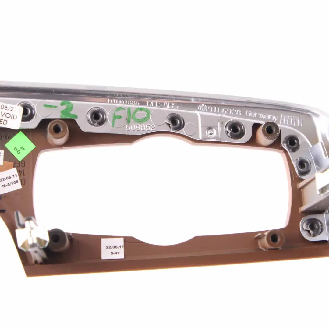 Decor Strip Trim Dashboard Cover Wood Beige Chrome Right O/S to BMW F10 F11 with Part number 9192950 BMW F10 F11 Decor Strip Trim Dashboard Cover Wood Beige Chrome Right O/S - SKU rhd-9192950 - Part number 9192950