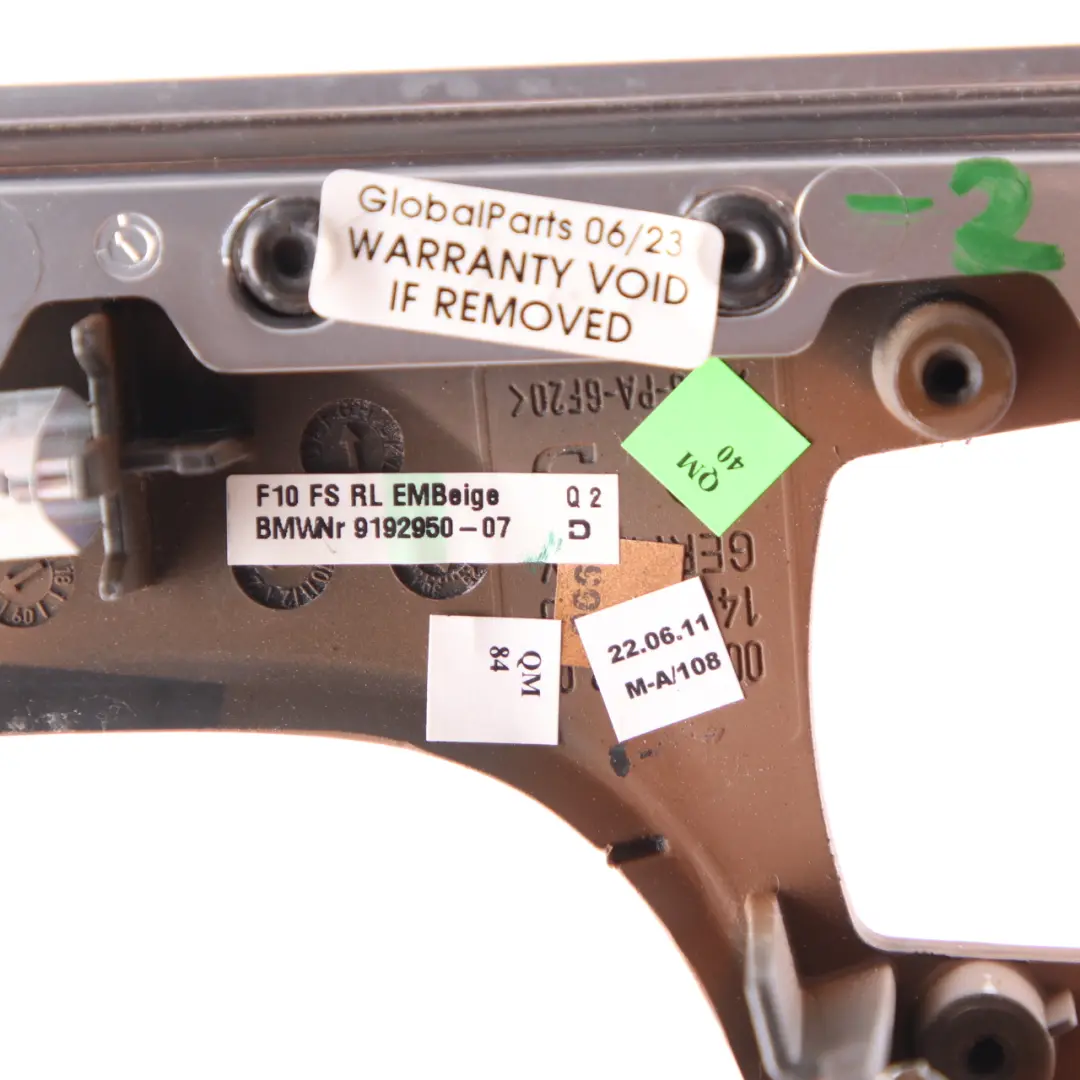 BMW F10 F11 Decor Strip Trim Dashboard Cover Wood Beige Chrome Right O/S - SKU rhd-9192950 - Part number 9192950