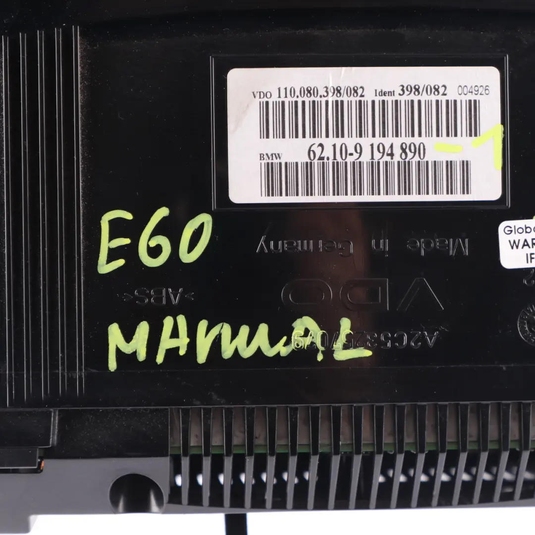 Instrument Cluster Clocks Speedo Manual Diesel to BMW 5 Series E60 E61 LCI with Part number 9194890 BMW 5 Series E60 E61 LCI Instrument Cluster Clocks Speedo Manual Diesel - SKU rhd-9194890-1 - Part number 9194890