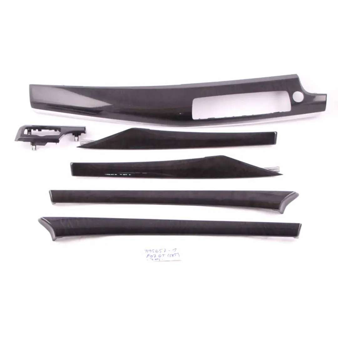 BMW F07 Set Trim Console Dashboard Door Card Strip Cover Wood Ash Anthracite - SKU rhd-9195657-1 - Part number 9195657