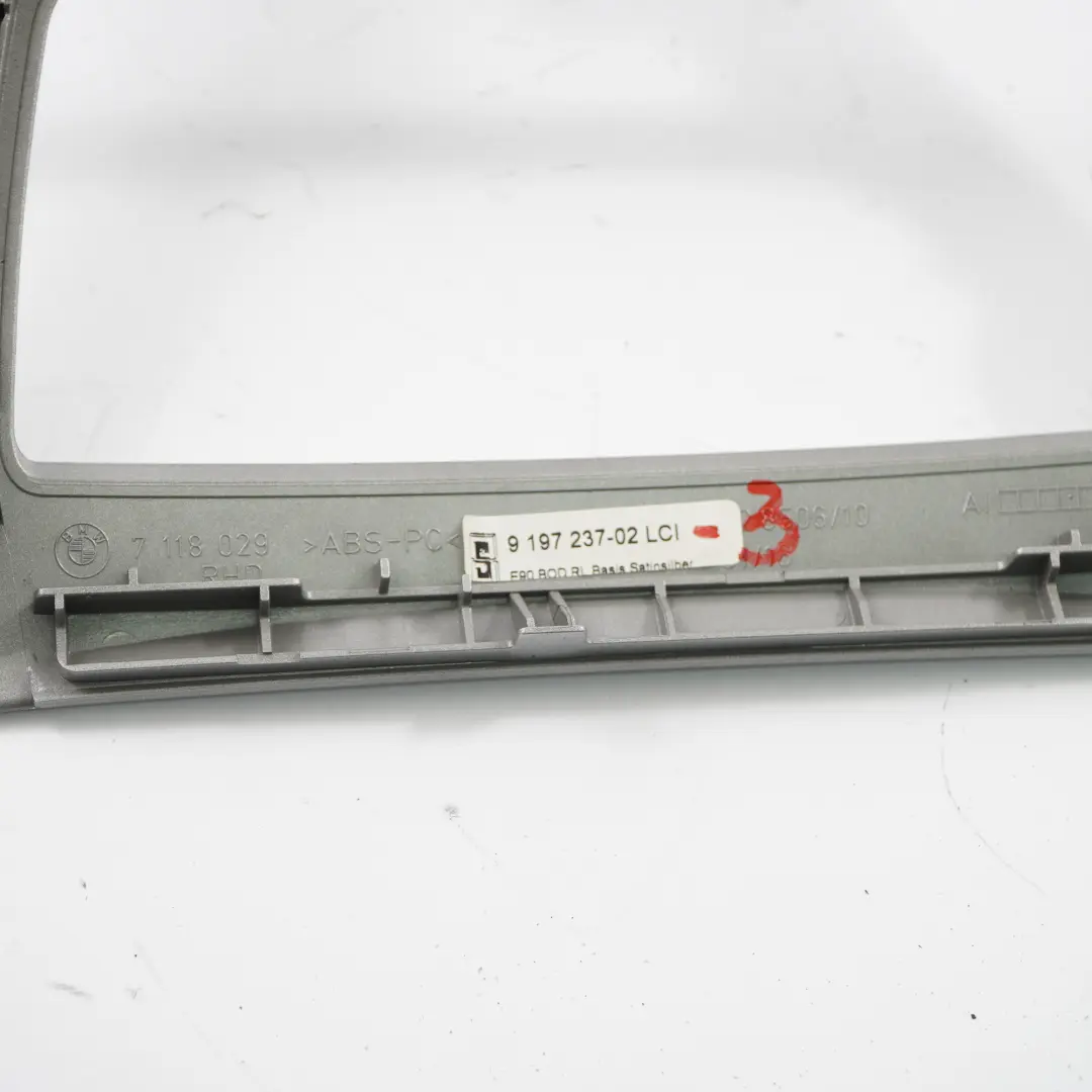 Centre Console Cover Trim Ashtray Gear Shift Satinsilber Silver to BMW E90 LCI with Part number 9197237 BMW E90 LCI Centre Console Cover Trim Ashtray Gear Shift Satinsilber Silver - SKU rhd-9197237-3 - Part number 9197237