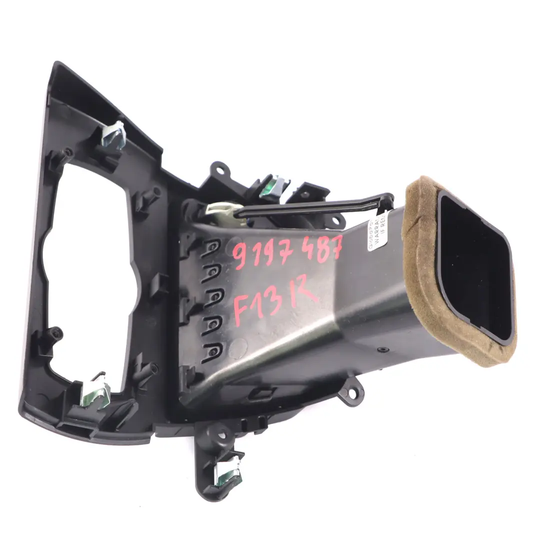 Duct BMW F13 F12 F06 Dashboard Heater Blower A/C Air Vent Right O/S to Air with Part number 9197487 Air Duct BMW F13 F12 F06 Dashboard Heater Blower A/C Air Vent Right O/S - SKU rhd-9197487 - Part number 9197487