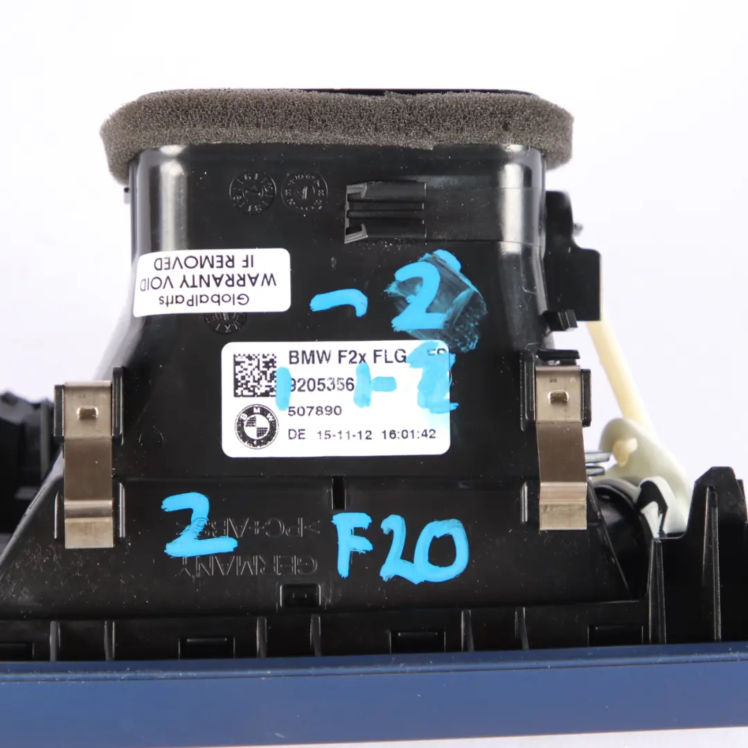 Dashboard Air Vent BMW F20 F21 F22 Right O/S Driver Side Fresh Blue Matt to with Part number 9205356 Dashboard Air Vent BMW F20 F21 F22 Right O/S Driver Side Fresh Blue Matt - SKU rhd-9205356-2 - Part number 9205356
