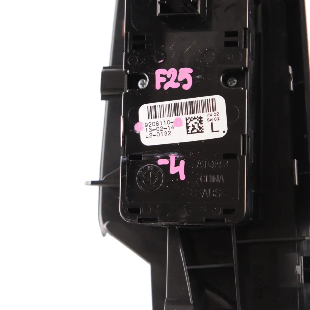 BMW F25 Switch Window Lifter Right O/S Driver Side Black Trim Panel - SKU rhd-9208110-4 - Part number 9208110