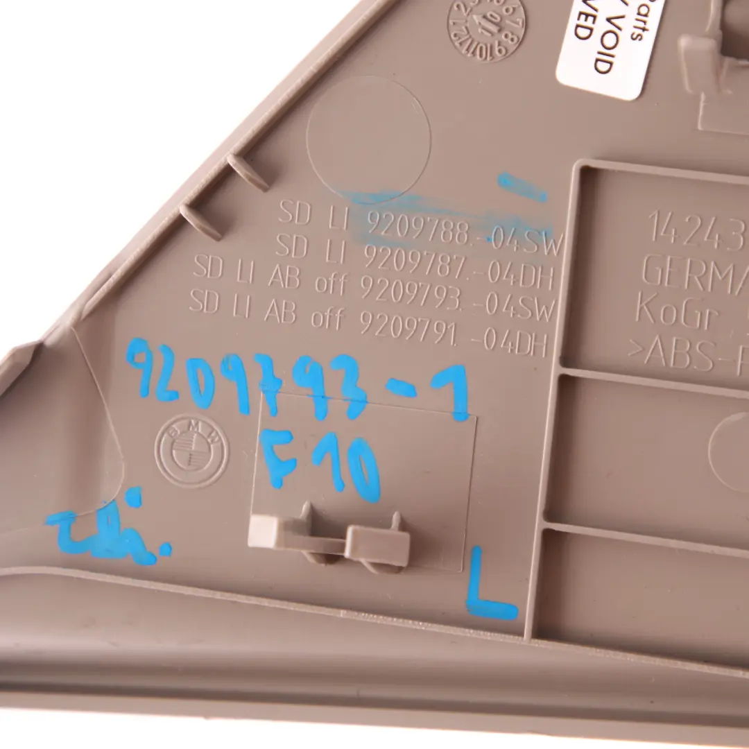 Dashboard Trim BMW F10 F11 Side Panel Left N/S Cover Oyster Dolomiti to with Part number 9209791 Dashboard Trim BMW F10 F11 Side Panel Left N/S Cover Oyster Dolomiti - SKU rhd-9209791 - Part number 9209791