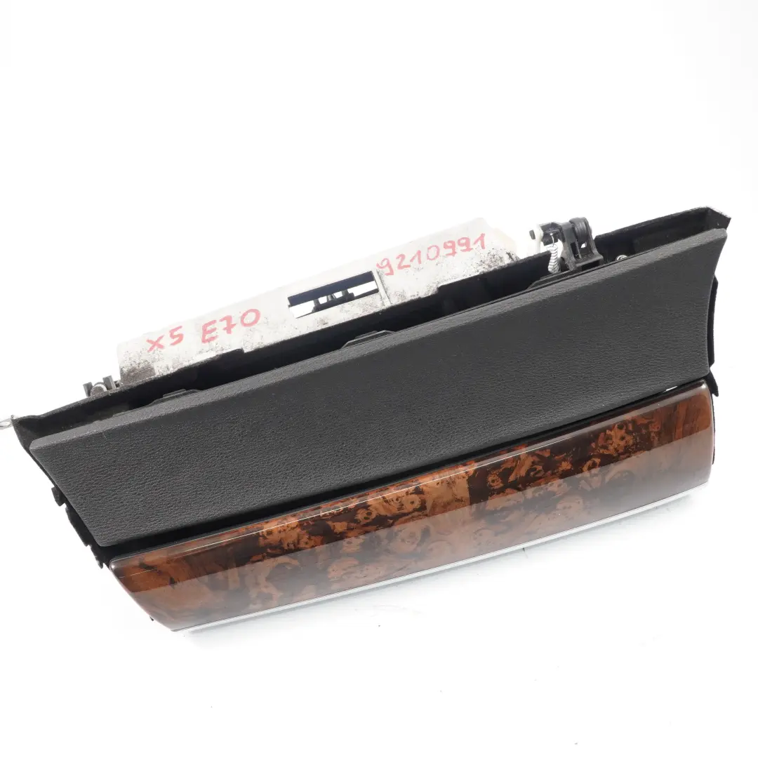 Glove Box BMW X5 X6 E70 E71 Storage Front Panel Cover Wood Burr Walnut to with Part number 9210991 Glove Box BMW X5 X6 E70 E71 Storage Front Panel Cover Wood Burr Walnut - SKU rhd-9210991 - Part number 9210991
