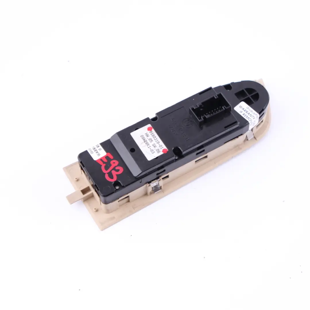 Lifter Switch BMW E93 Driver's Side Right O/S Window Power Fold Auto Dip Beige to with Part number 9217373 Lifter Switch BMW E93 Driver's Side Right O/S Window Power Fold Auto Dip Beige - SKU rhd-9217373 - Part number 9217373