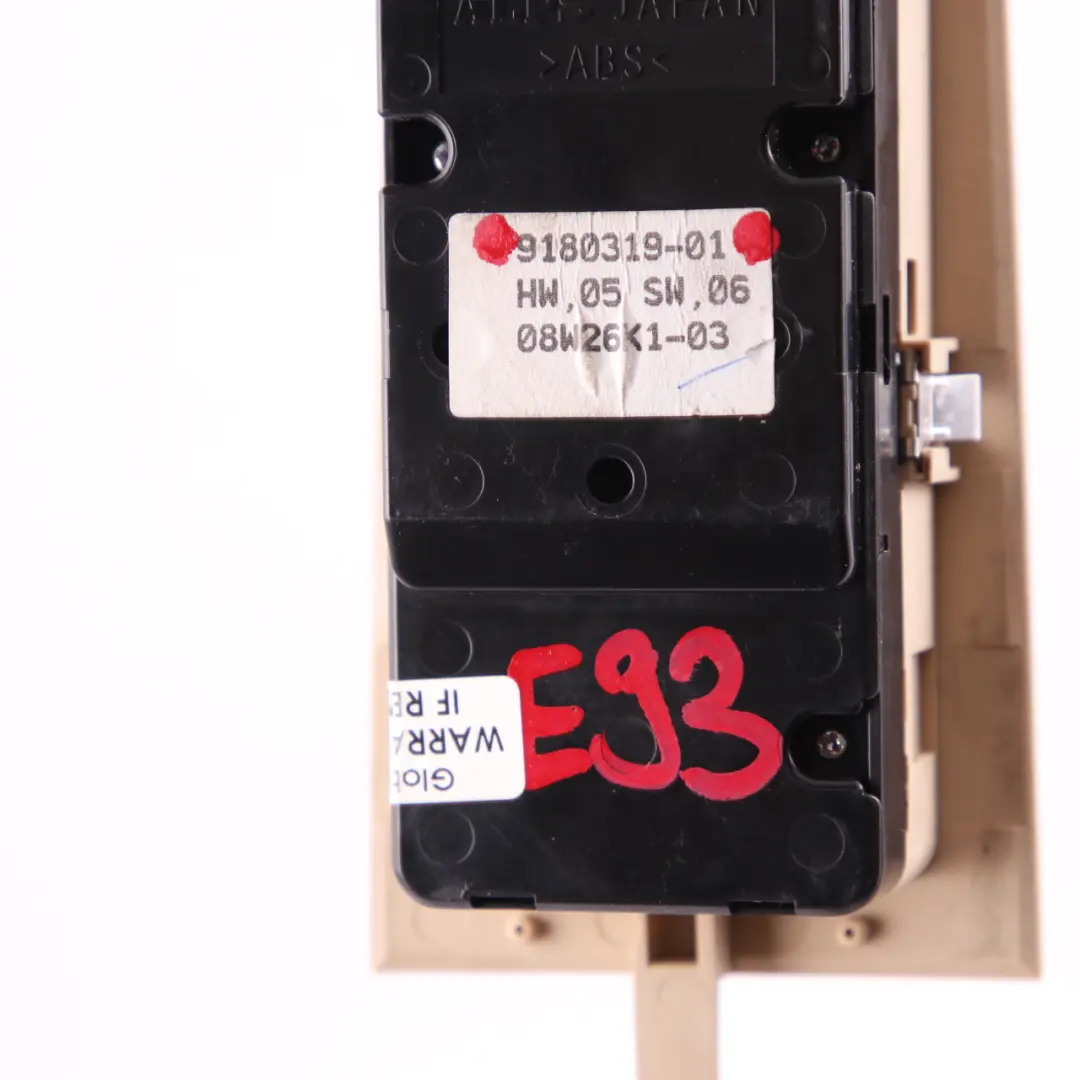  Lifter Switch BMW E93 Driver's Side Right O/S Window Power Fold Auto Dip Beige - SKU rhd-9217373 - Part number 9217373