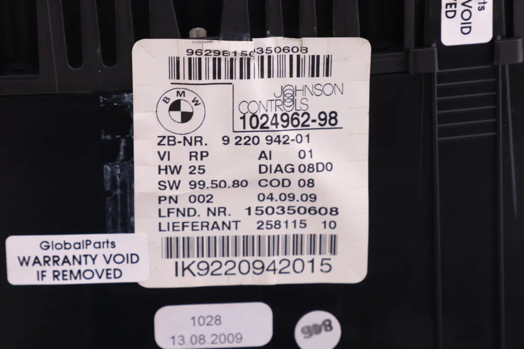 BMW 1 Series E81 E87 LCI Instrument Cluster Speedo Clocks Petrol 9220942 - SKU rhd-9220942 - Part number 6947136