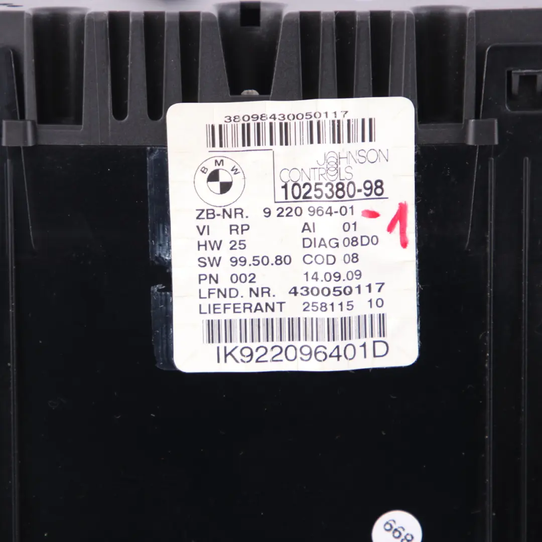 BMW 3 X1 E84 E90 E91 1 Instrument Cluster Speedo Clocks MPH Diesel 9220964 - SKU rhd-9220964-1 - Part number 6983488