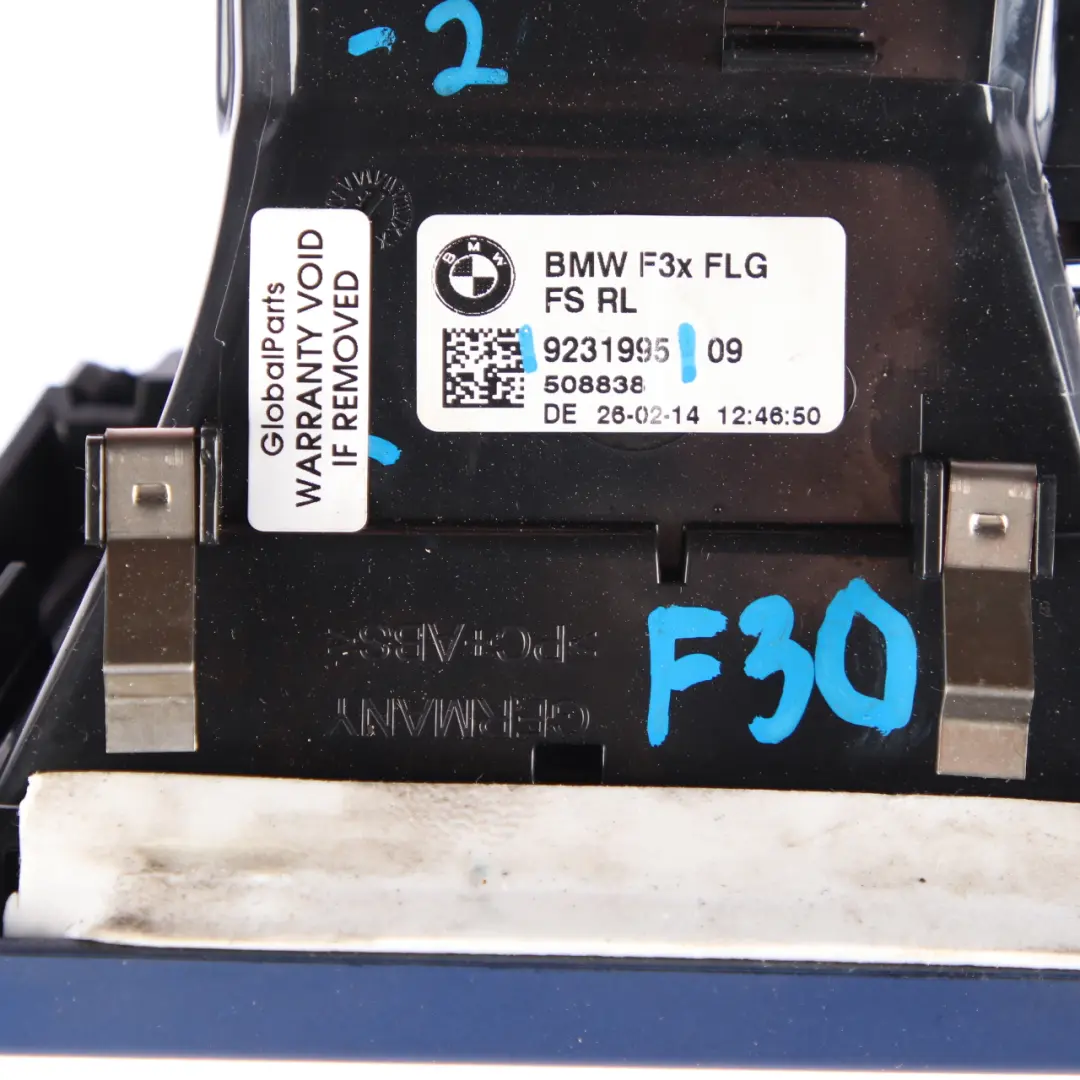 Dashboard Vent BMW F30 F31 F32 Fresh Air Grille Front Right Blue Matt to with Part number 9231995 Dashboard Vent BMW F30 F31 F32 Fresh Air Grille Front Right Blue Matt - SKU rhd-9231995-2 - Part number 9231995