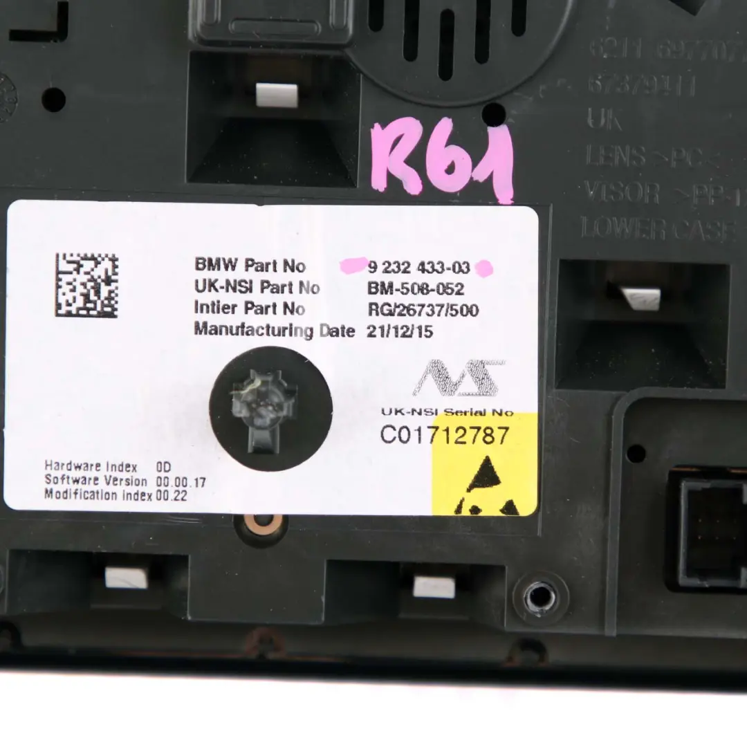 Speedometer Clock Mini R55 R56 LCI R61 JCW Speedo Instrument Cluster MPH to with Part number 9232433 Speedometer Clock Mini R55 R56 LCI R61 JCW Speedo Instrument Cluster MPH - SKU rhd-9232433 - Part number 9232433