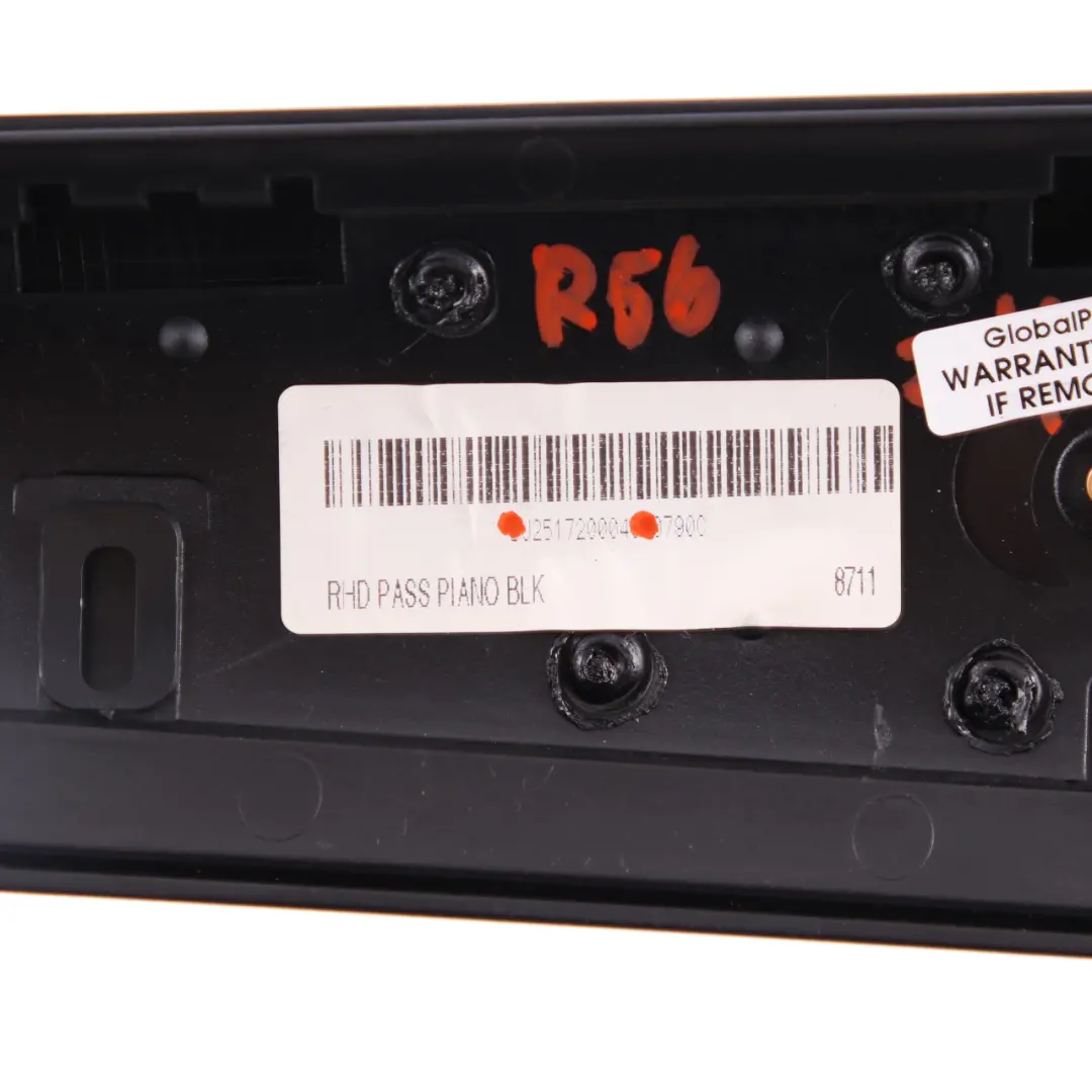 Dashboard Trim Mini One R56 R57 Panel Cover Dash Piano Black High Gloss 9233826 to with Part number 9233822 Dashboard Trim Mini One R56 R57 Panel Cover Dash Piano Black High Gloss 9233826 - SKU rhd-9233826 - Part number 9233822