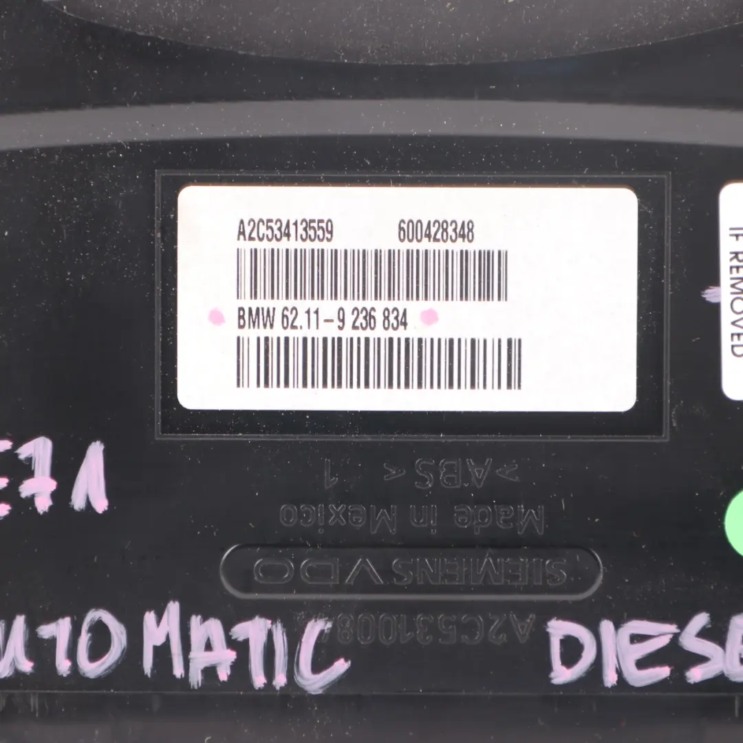 Instrument Cluster Speedo Clocks Meter Automatic to BMW X6 E71 Diesel with Part number 9236834 BMW X6 E71 Diesel Instrument Cluster Speedo Clocks Meter Automatic - SKU rhd-9236834 - Part number 9236834
