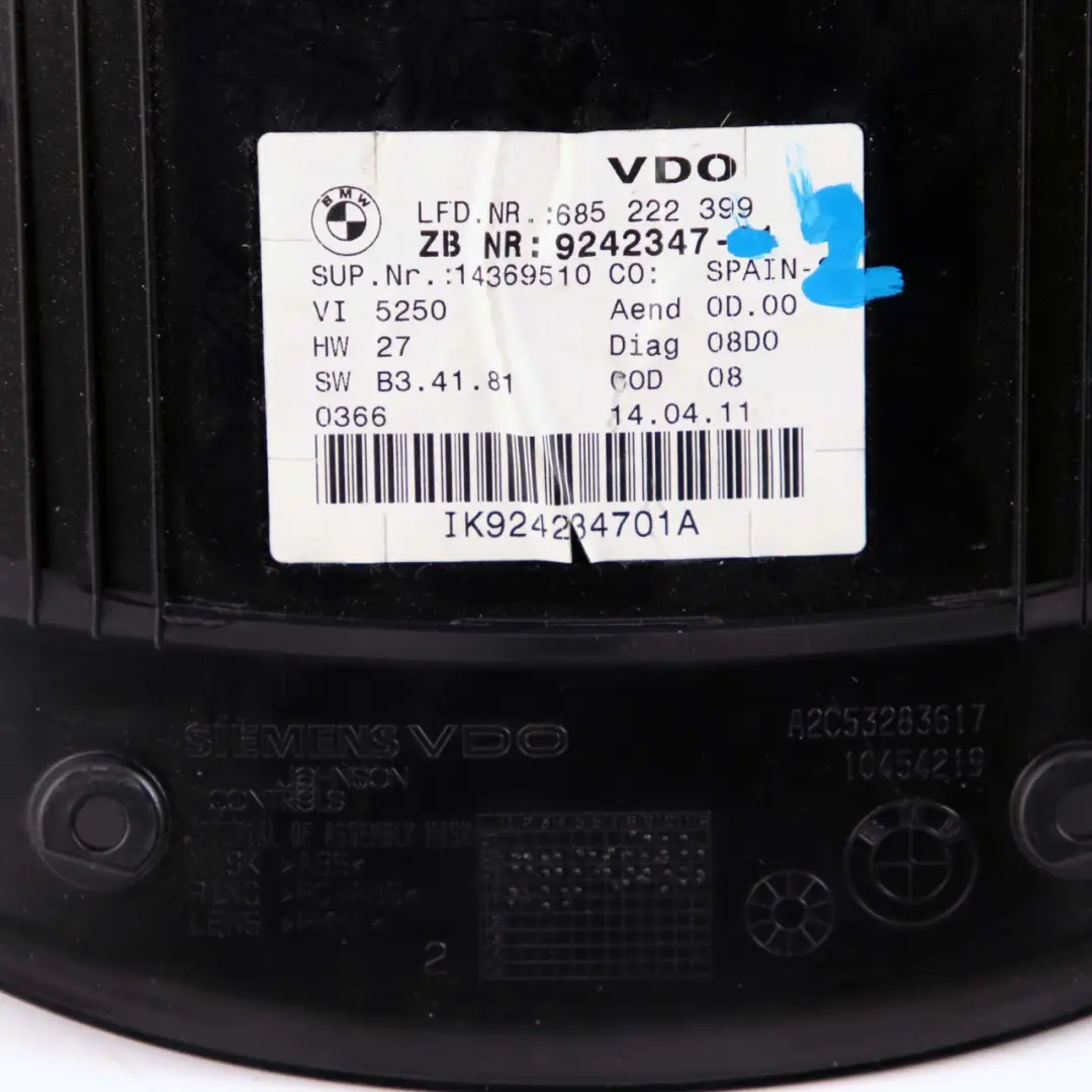 Instrument Cluster Speedo Clocks Diesel Automatic to BMW 3 X1 E84 E90 E91 2 with Part number 9242347 BMW 3 X1 E84 E90 E91 2 Instrument Cluster Speedo Clocks Diesel Automatic - SKU rhd-9242347-2 - Part number 9242347