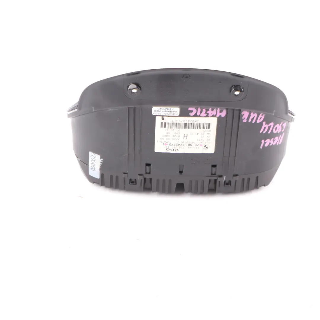 M57N2 Instrument Cluster Speedo Clocks Automatic to BMW 3 E90 E91 E92 335d with Part number 9242375 BMW 3 E90 E91 E92 335d M57N2 Instrument Cluster Speedo Clocks Automatic - SKU rhd-9242375 - Part number 9242375