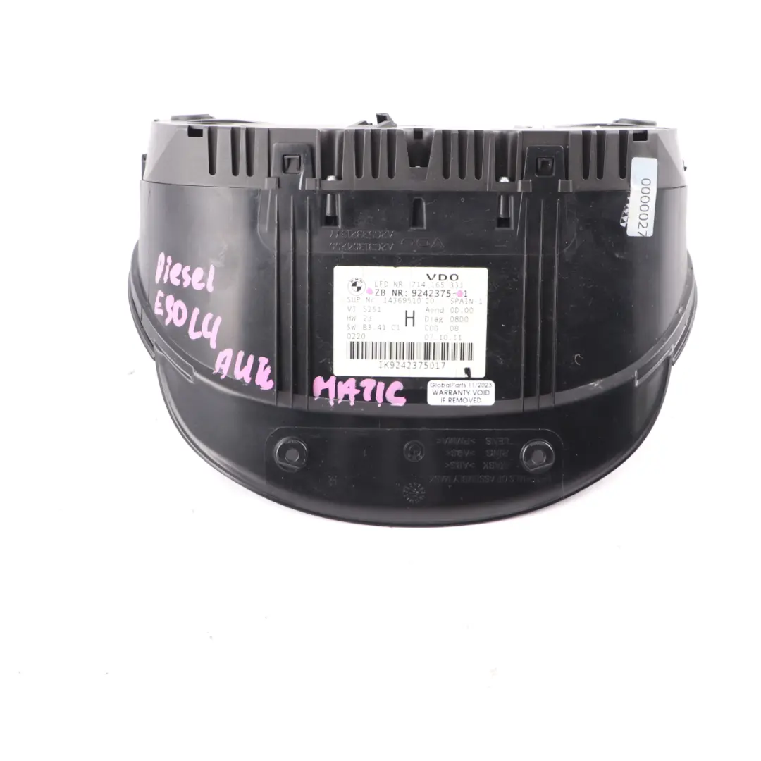 M57N2 Instrument Cluster Speedo Clocks Automatic to BMW 3 E90 E91 E92 335d with Part number 9242375 BMW 3 E90 E91 E92 335d M57N2 Instrument Cluster Speedo Clocks Automatic - SKU rhd-9242375 - Part number 9242375