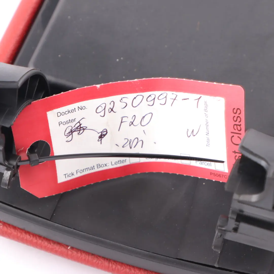 Centre Armrest Arm Rest Tray Cover Leather Dakota Korall-Rot to BMW F20 F21 F22 with Part number 9250997 BMW F20 F21 F22 Centre Armrest Arm Rest Tray Cover Leather Dakota Korall-Rot - SKU rhd-9250997-1 - Part number 9250997