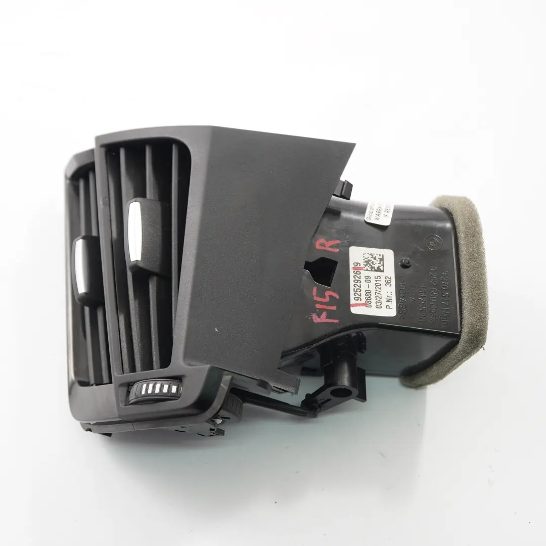 Dashboard Air Vent BMW X5 F15 X6 F16 Right O/S Dash Nozzle Grill to with Part number 9252926 Dashboard Air Vent BMW X5 F15 X6 F16 Right O/S Dash Nozzle Grill - SKU rhd-9252926 - Part number 9252926