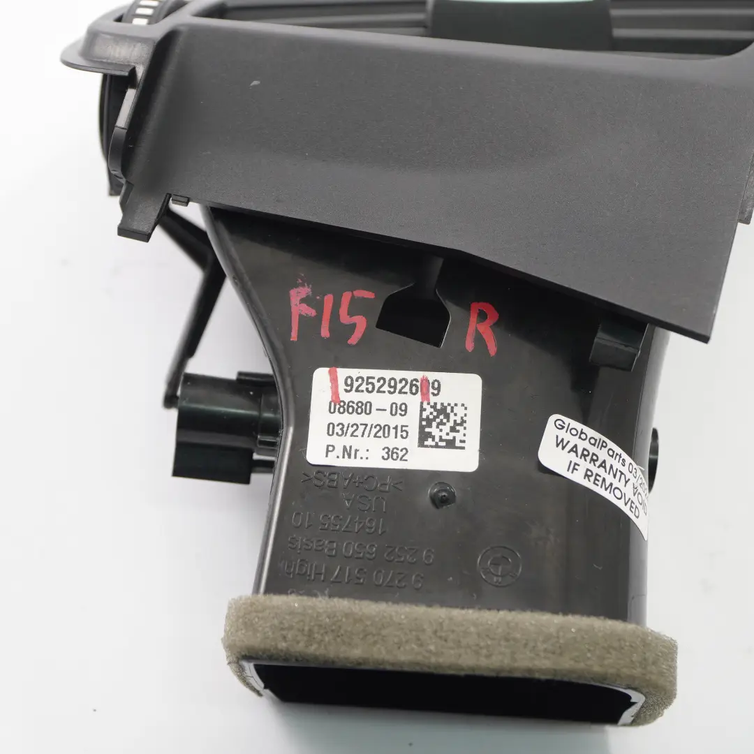 Dashboard Air Vent BMW X5 F15 X6 F16 Right O/S Dash Nozzle Grill to with Part number 9252926 Dashboard Air Vent BMW X5 F15 X6 F16 Right O/S Dash Nozzle Grill - SKU rhd-9252926 - Part number 9252926