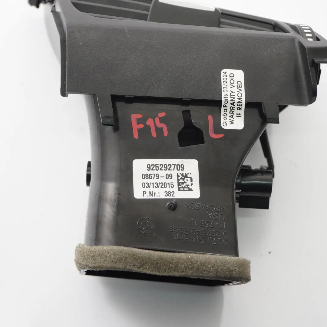 Dashboard Air Vent BMW X5 F15 X6 F16 Left N/S Dash Nozzle Grill to with Part number 9252927 Dashboard Air Vent BMW X5 F15 X6 F16 Left N/S Dash Nozzle Grill - SKU rhd-9252927 - Part number 9252927