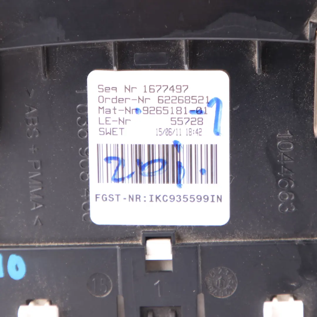 Instrument Cluster BMW F10 F11 Diesel Speedo Meter Clocks Manual to with Part number 9265181 Instrument Cluster BMW F10 F11 Diesel Speedo Meter Clocks Manual - SKU rhd-9265181-1 - Part number 9265181