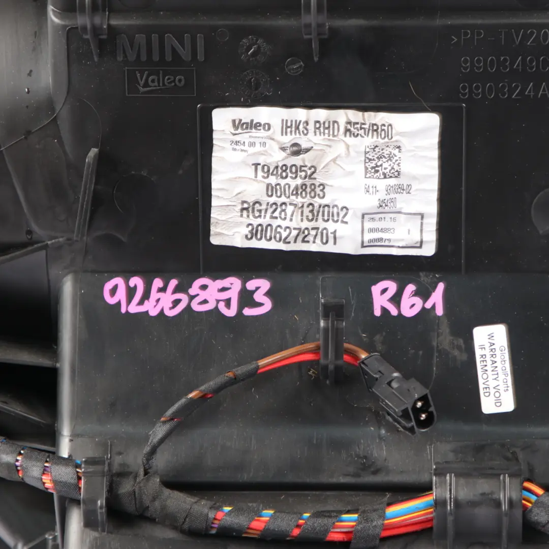 Mini R55 R60 Clubman Countryman Heater Blower Matrix Box Diesel Valeo 9318359 - SKU rhd-9266893 - Part number 9266893