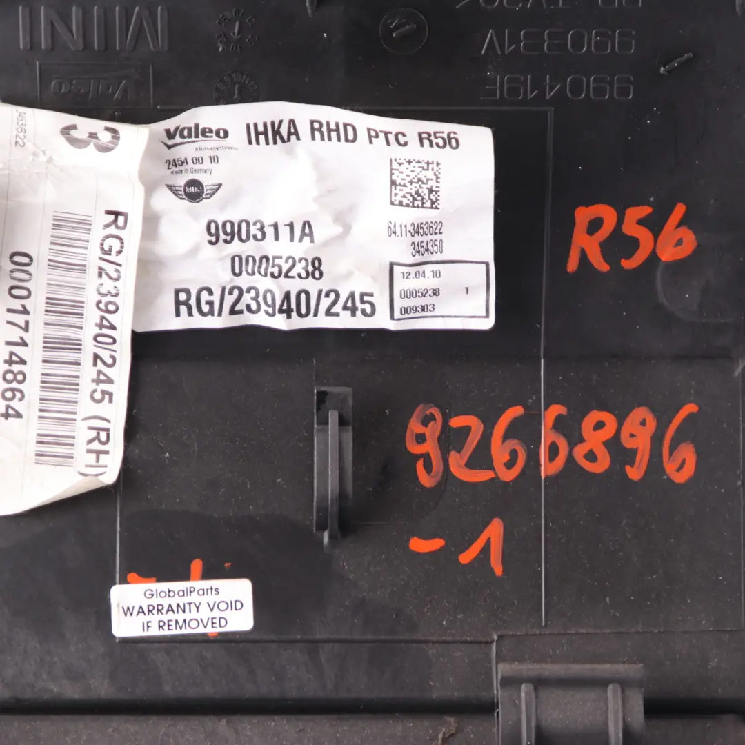 Mini R56 R57 Heater Air Conditioning A/C Blower Matrix Box Valeo Diesel 3453622 - SKU rhd-9266896-1 - Part number 9266896