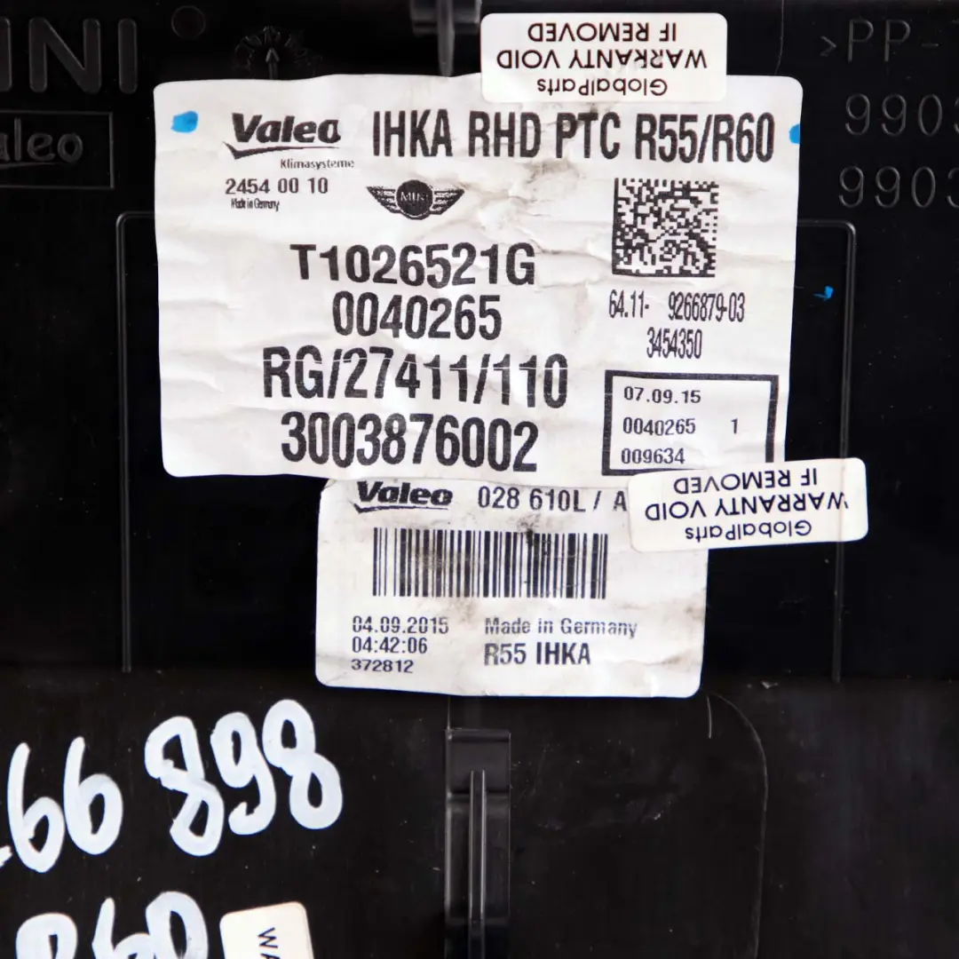 Heater Blower Matrix Box Diesel Valeo 9266879 to Mini R55 R60 Clubman Countryman with Part number 9266898 Mini R55 R60 Clubman Countryman Heater Blower Matrix Box Diesel Valeo 9266879 - SKU rhd-9266898 - Part number 9266898