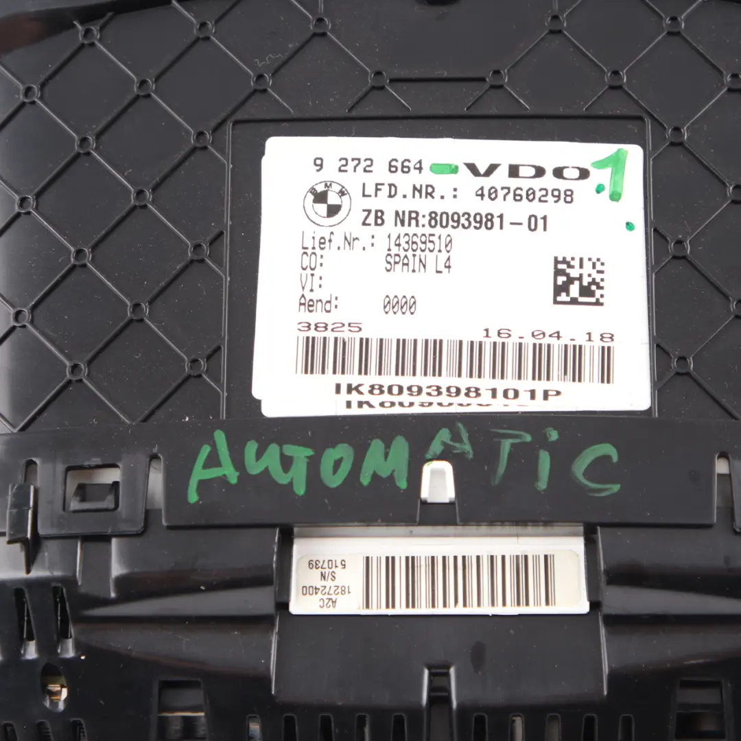 Instrument Cluster BMW F80 M3 F82 M4 Petrol Speedo Clocks Automatic to with Part number 9272664 Instrument Cluster BMW F80 M3 F82 M4 Petrol Speedo Clocks Automatic - SKU rhd-9272664-1 - Part number 9272664