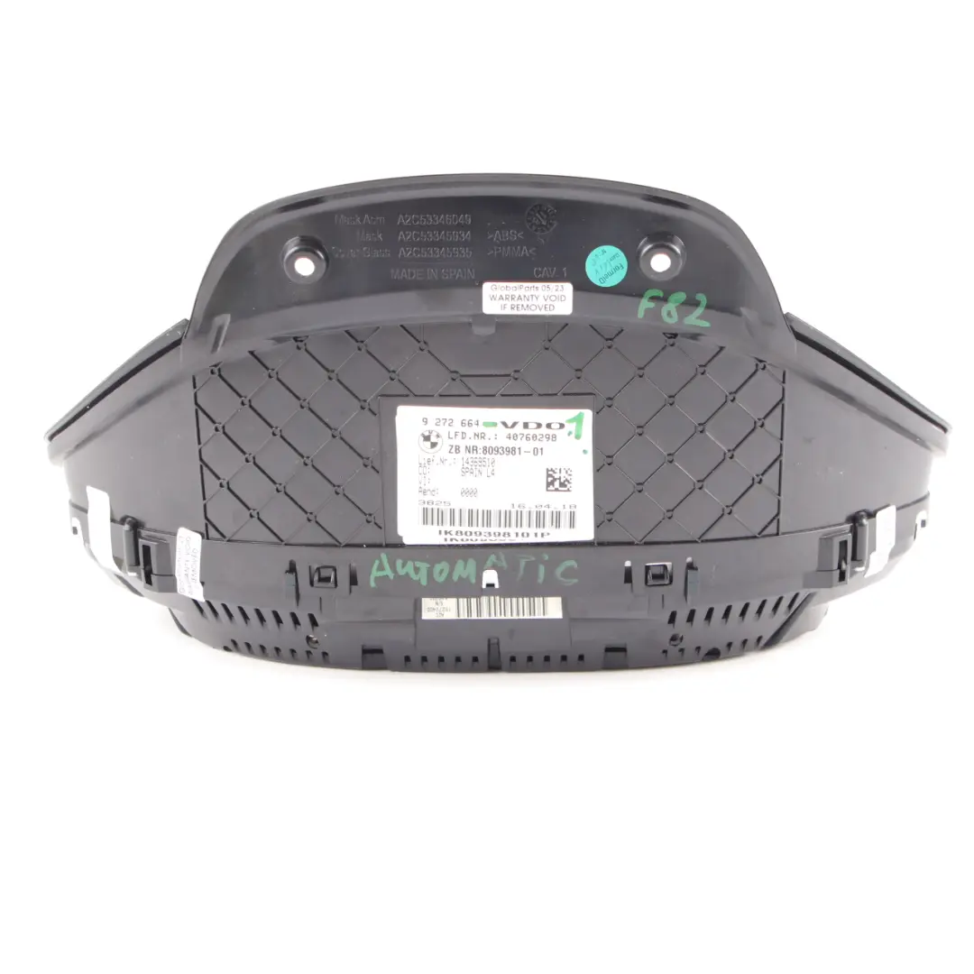 Instrument Cluster BMW F80 M3 F82 M4 Petrol Speedo Clocks Automatic to with Part number 9272664 Instrument Cluster BMW F80 M3 F82 M4 Petrol Speedo Clocks Automatic - SKU rhd-9272664-1 - Part number 9272664