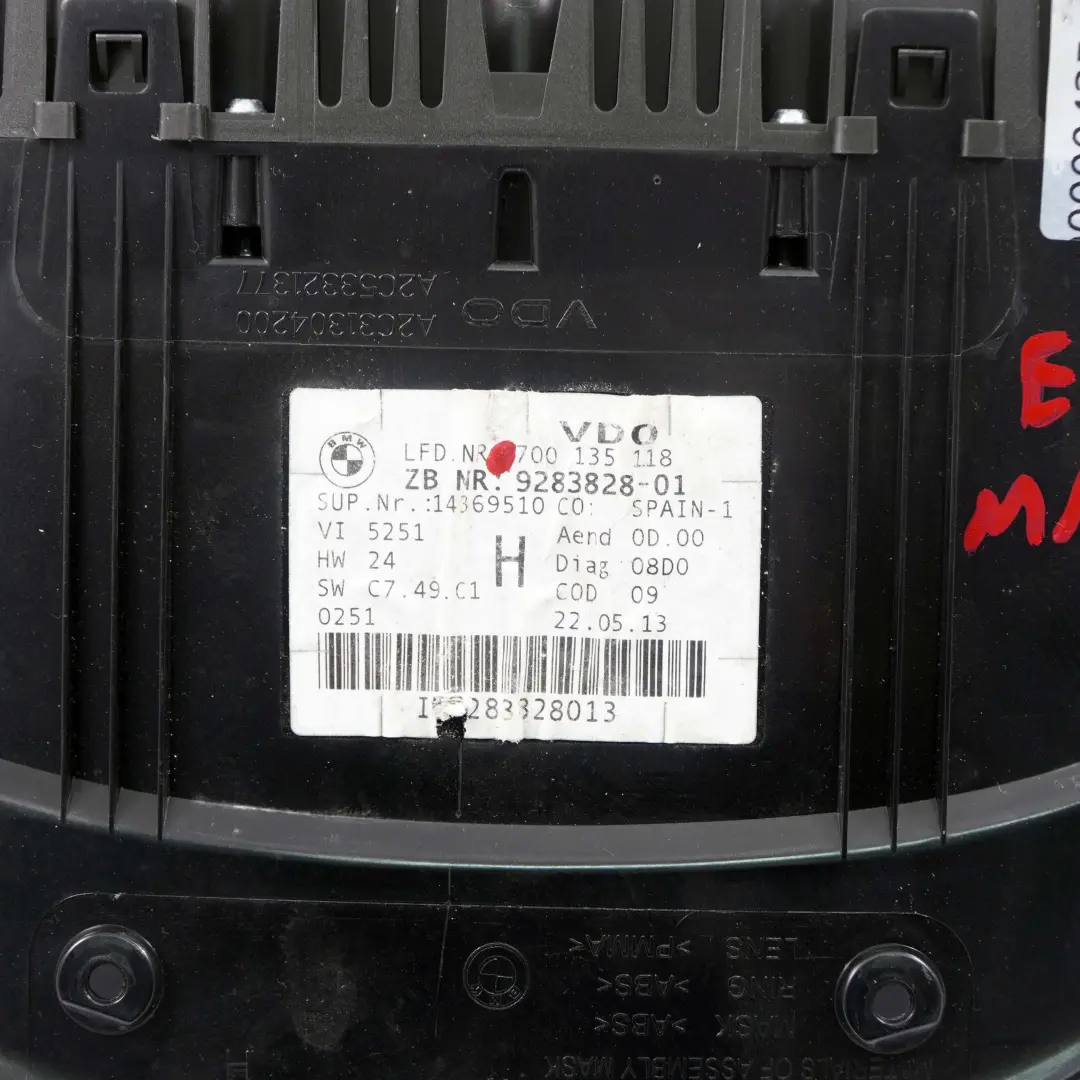 Instrument Cluster BMW E90 E91 E92 Petrol Speedometer Manual Dash to with Part number 9283828 Instrument Cluster BMW E90 E91 E92 Petrol Speedometer Manual Dash - SKU rhd-9283828 - Part number 9283828