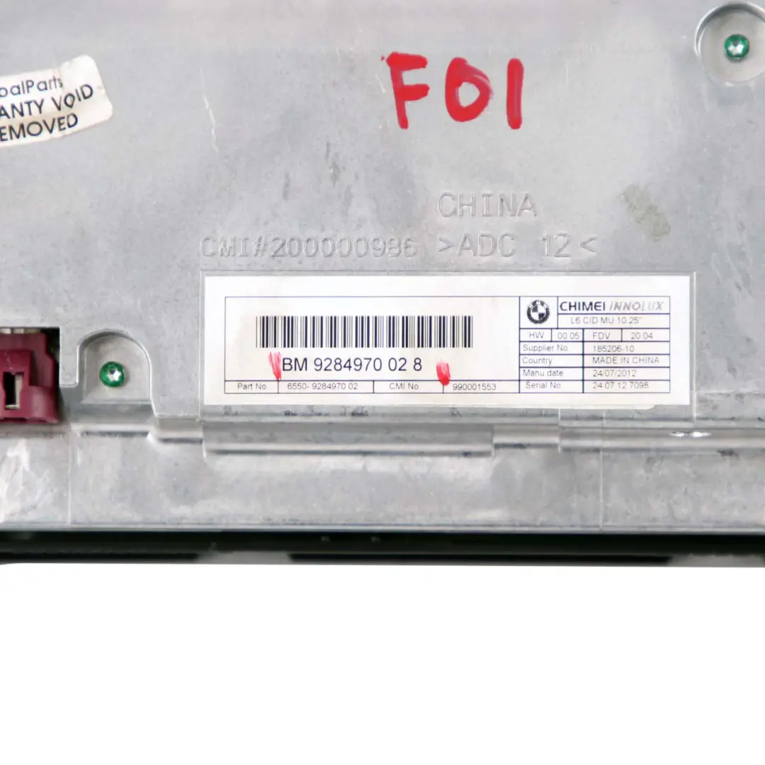 On-Board Central Information Display Screen Monitor 10,25" to BMW 7 F01 LCI with Part number 9284970 BMW 7 F01 LCI On-Board Central Information Display Screen Monitor 10,25" - SKU rhd-9284970 - Part number 9284970