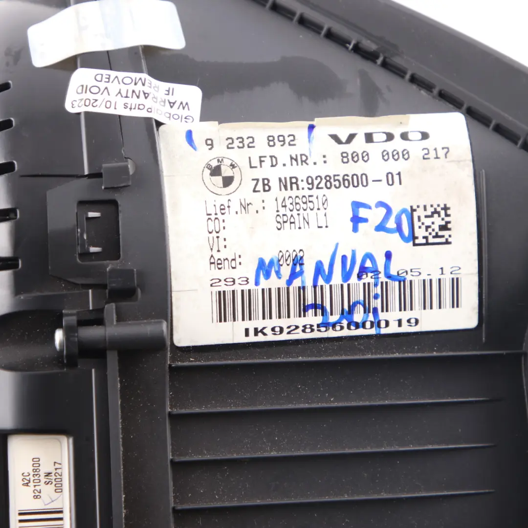 Instrument Cluster Speedo Clocks MPH Manual 9285600 to BMW F20 F21 F22 Diesel with Part number 6847112 BMW F20 F21 F22 Diesel Instrument Cluster Speedo Clocks MPH Manual 9285600 - SKU rhd-9285600 - Part number 6847112