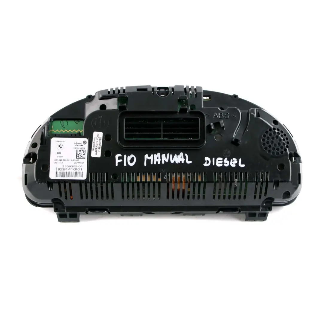 Instrument Cluster Speedo Clocks Manual to BMW 5 Series F10 F11 Diesel with Part number 9291416 BMW 5 Series F10 F11 Diesel Instrument Cluster Speedo Clocks Manual - SKU rhd-9291416 - Part number 9291416