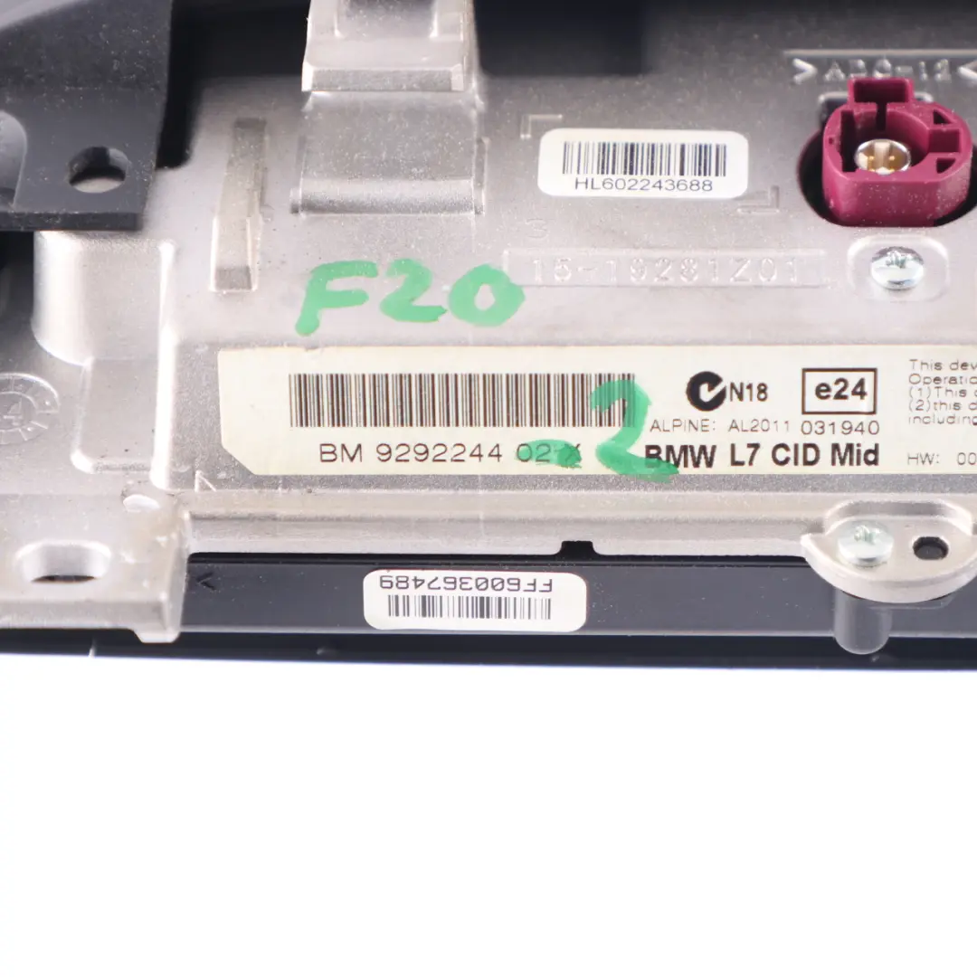 BMW F20 F21 F22 F23 Central Information Display Screen 6,5" Radio Nav - SKU rhd-9292244-2 - Part number 9292244