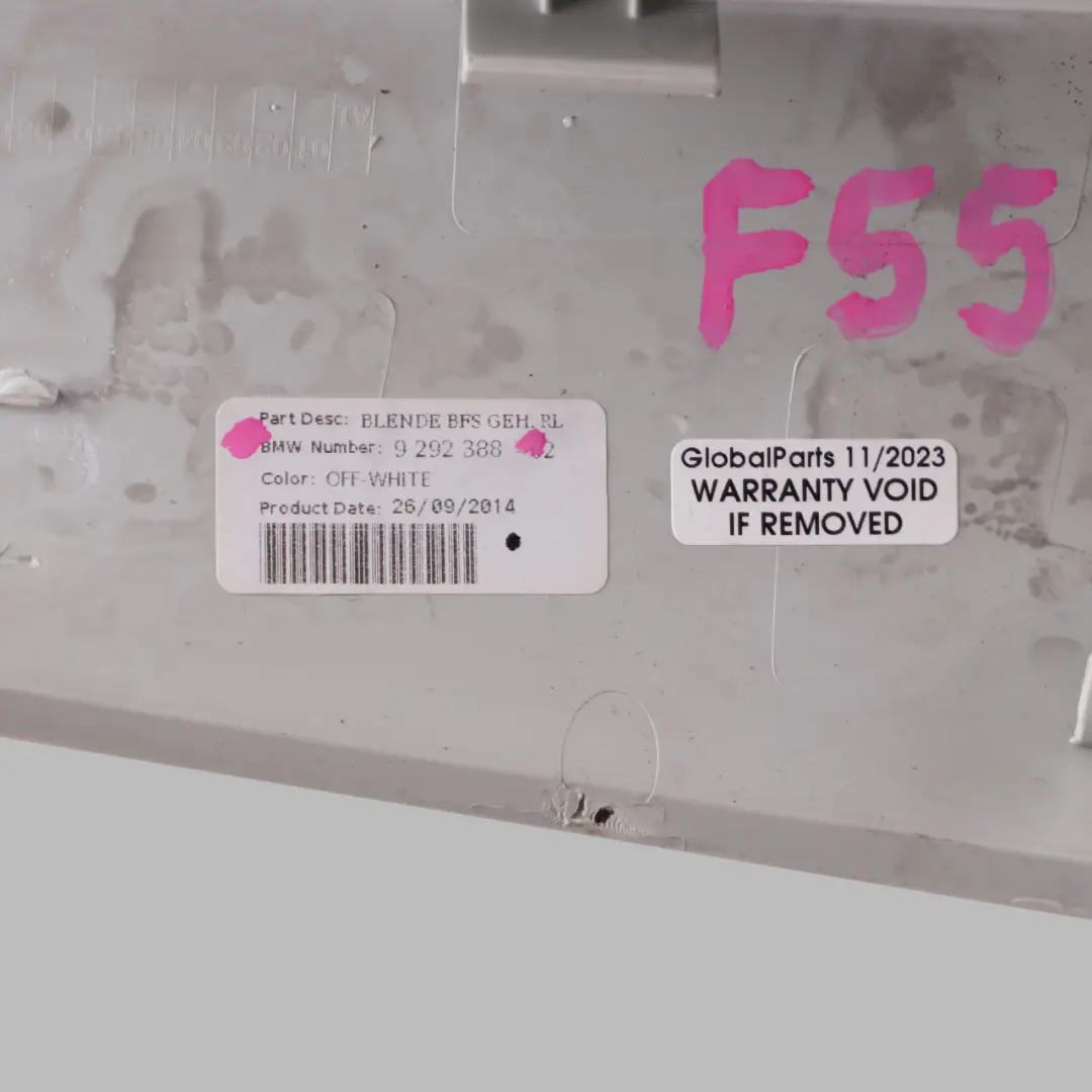 Dashboard Trim Secret Compartment Decor Interior Panel Off White to Mini F55 F56 with Part number 9292388 Mini F55 F56 Dashboard Trim Secret Compartment Decor Interior Panel Off White - SKU rhd-9292388 - Part number 9292388