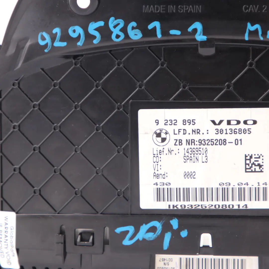 Instrument Cluster BMW F30 F31 Speedo Clocks Manual MPH Diesel 9232895 to with Part number 9295861 Instrument Cluster BMW F30 F31 Speedo Clocks Manual MPH Diesel 9232895 - SKU rhd-9295861-2 - Part number 9295861