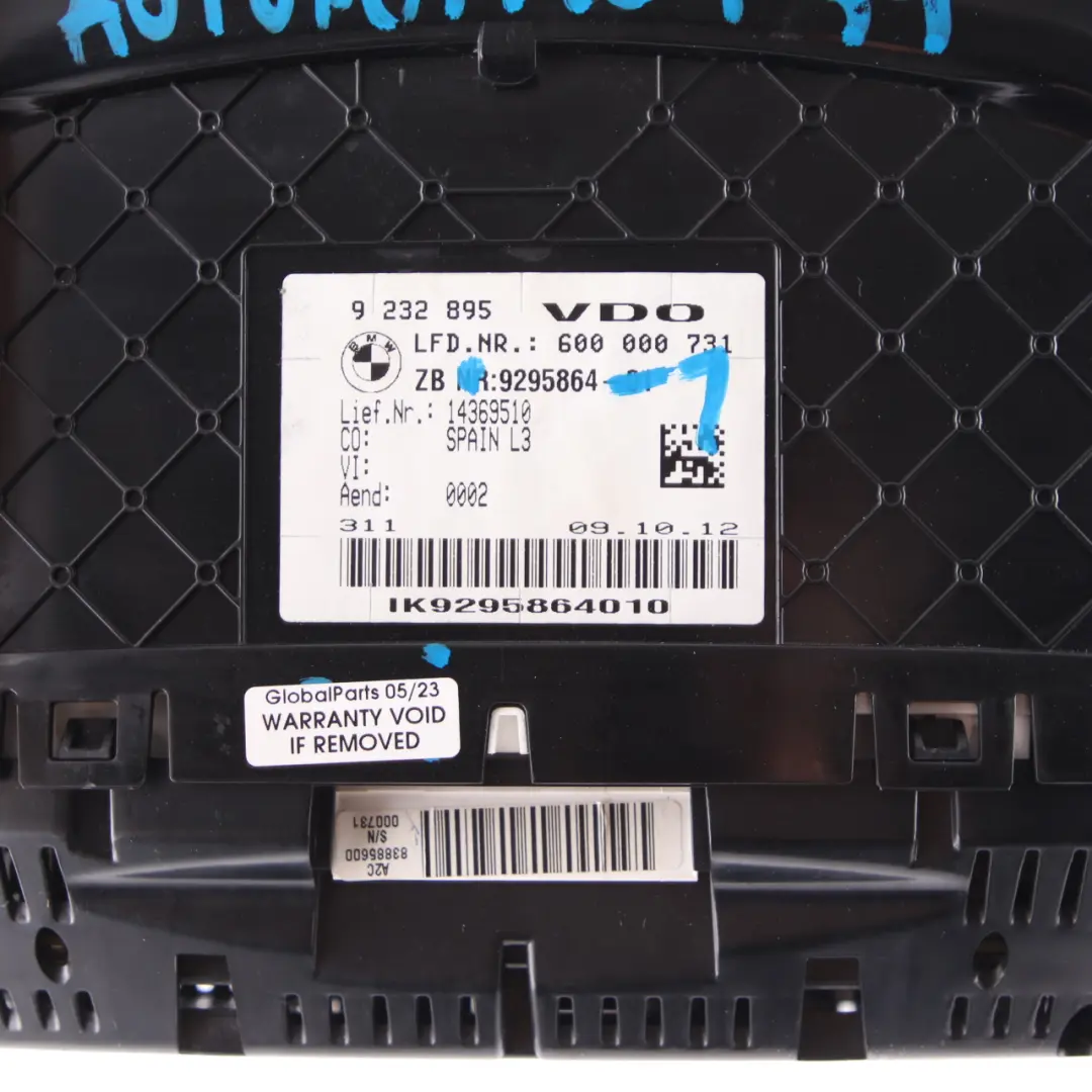  Instrument Cluster BMW F30 F31 F32 Unit Speedo Clocks Module MPH Automatic 9295864 - SKU rhd-9295864-1 - Part number 9325222