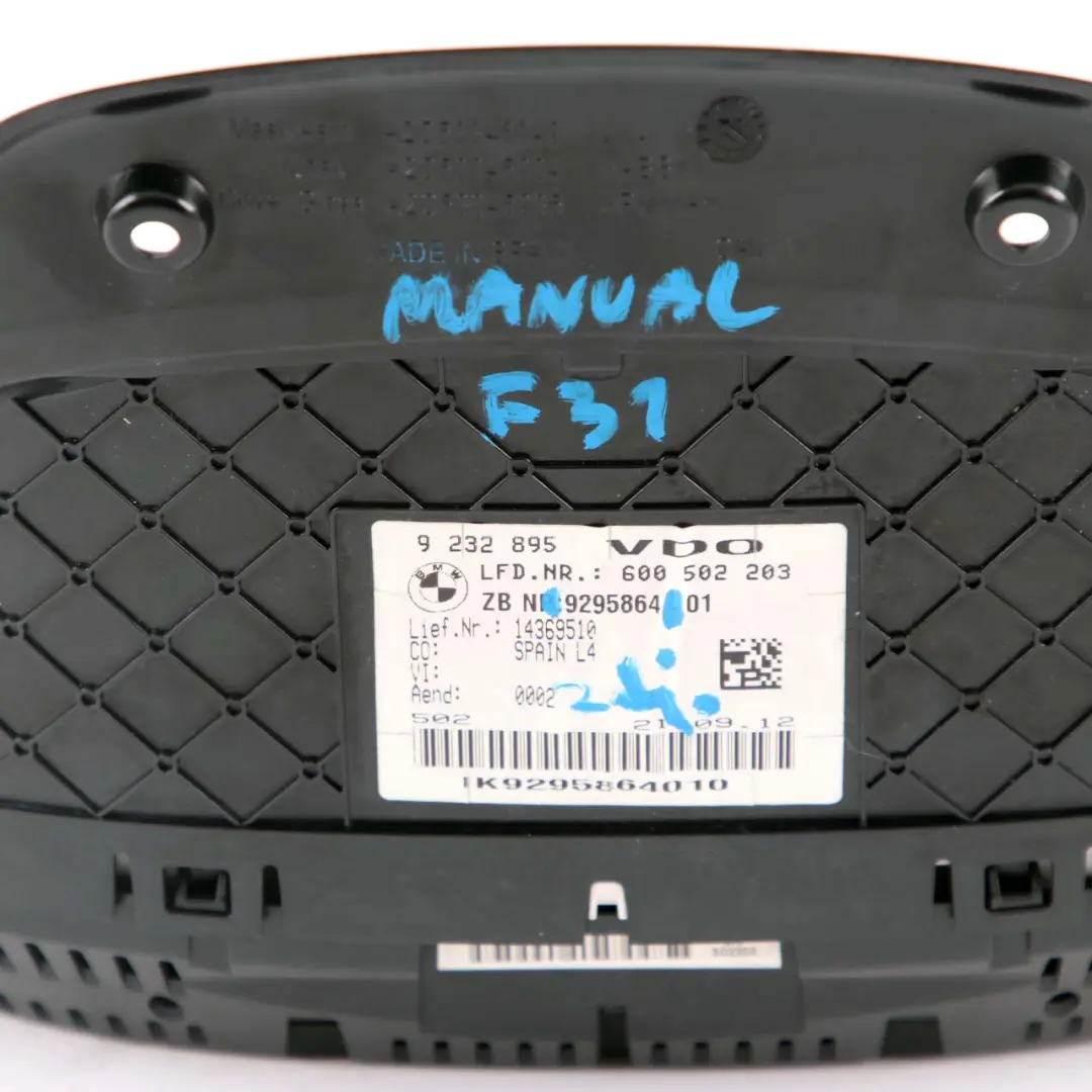 Instrument Cluster BMW F30 F31 F32 Unit Speedo Clocks Module MPH Manual 9295864 to with Part number 9325222 Instrument Cluster BMW F30 F31 F32 Unit Speedo Clocks Module MPH Manual 9295864 - SKU rhd-9295864 - Part number 9325222