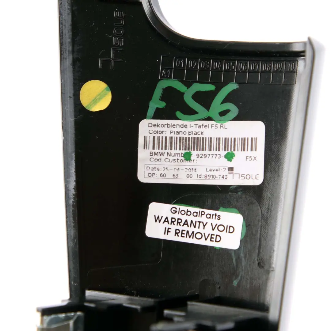 Dashboard Trim Mini F55 F56 Decorative Cover Driver's Side Piano Black 9297773 to with Part number Dashboard Trim Mini F55 F56 Decorative Cover Driver's Side Piano Black 9297773 - SKU rhd-9297773 - Part number